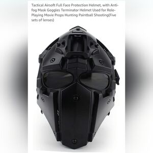 Airsoft Tactical Black Full Face Helmet. Cosplay, Helmet, Role Playing Film Prop